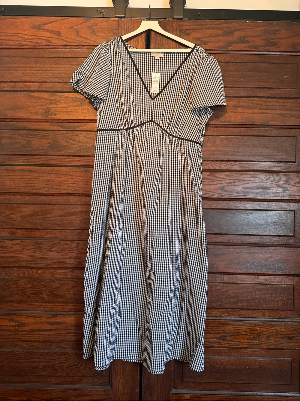 Loft Classic Black and White Gingham Dress